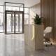 Γραφείο υποδοχής - reception Navita Megapap με LED χρώμα travertine - sandstone 113,6x42x111,8εκ.