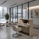 Γραφείο υποδοχής - reception Navita Megapap με LED χρώμα travertine - sandstone 113,6x42x111,8εκ.