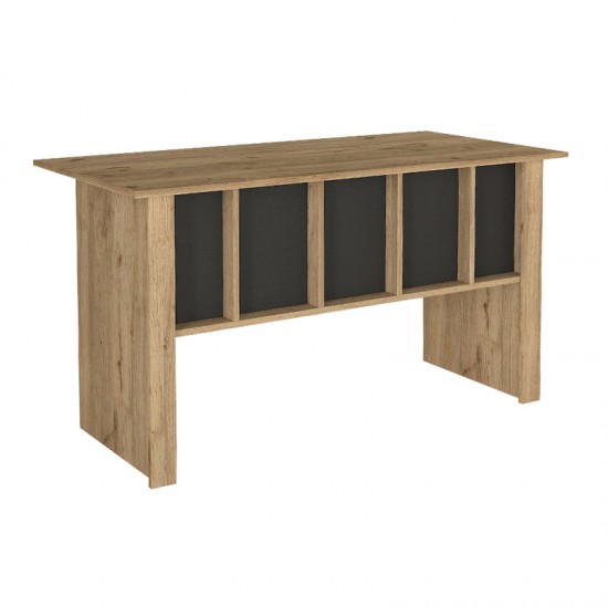 Γραφείο εργασίας Nika Megapap χρώμα sepet oak - ανθρακί 140x60x75εκ.