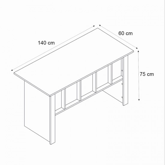 Γραφείο εργασίας Nika Megapap χρώμα sepet oak - ανθρακί 140x60x75εκ.