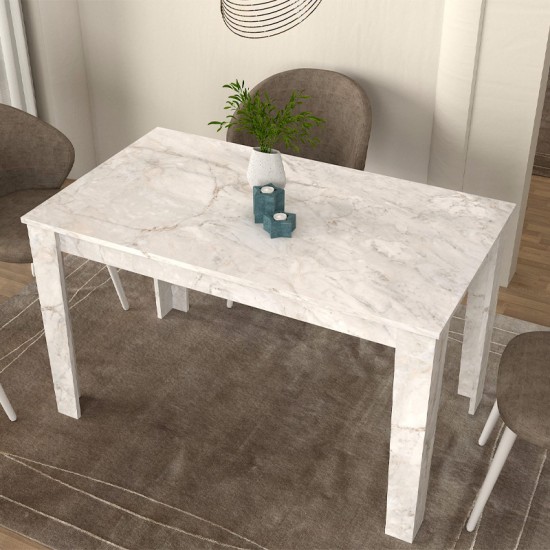 Τραπέζι Darlen Megapap χρώμα λευκό εφέ μαρμάρου 125x72x74εκ.