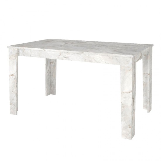 Τραπέζι Darlen Megapap χρώμα λευκό εφέ μαρμάρου 125x72x74εκ.