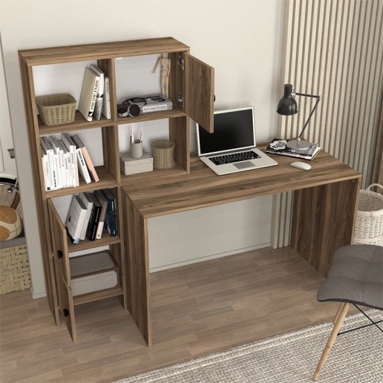 Γραφείο εργασίας Lesya Megapap αναστρέψιμο χρώμα καρυδί 159,2x59,6x141,2εκ.