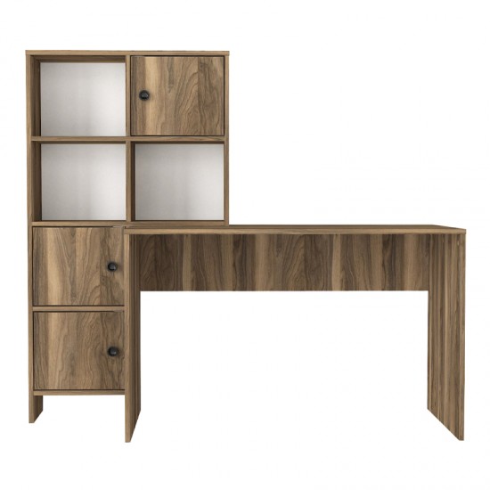 Γραφείο εργασίας Lesya Megapap αναστρέψιμο χρώμα καρυδί 159,2x59,6x141,2εκ.