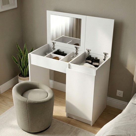 Τουαλέτα με καθρέπτη Huma Megapap χρώμα λευκό 90x45x118,2εκ.