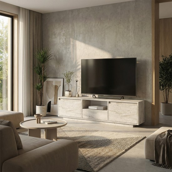 Έπιπλο τηλεόρασης Lumbera Megapap χρώμα travertine 160x29,5x42εκ.