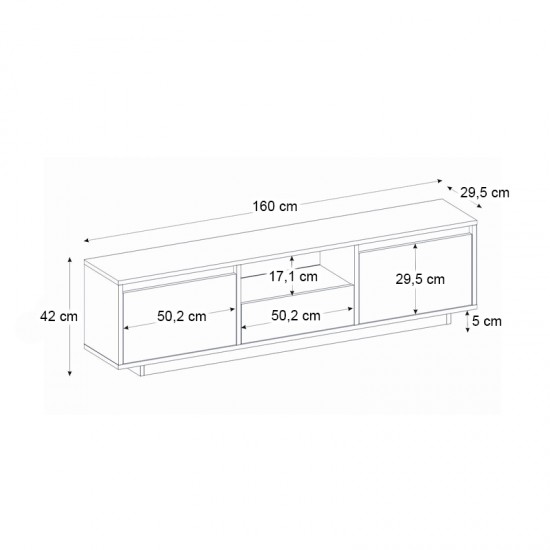 Έπιπλο τηλεόρασης Lumbera Megapap χρώμα travertine 160x29,5x42εκ.