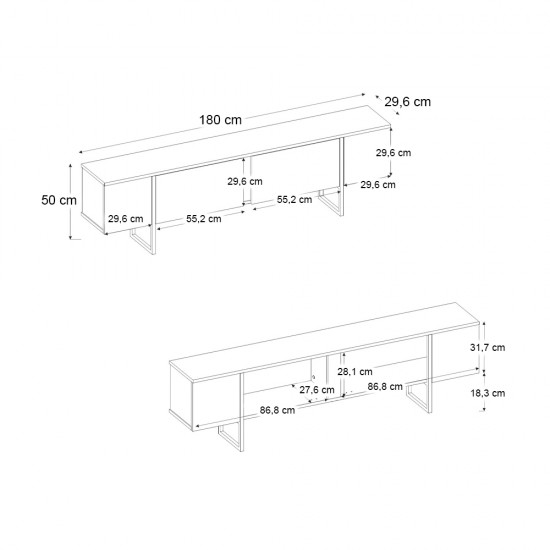 Έπιπλο τηλεόρασης Orontes Megapap χρώμα καρυδί 180x29,6x50εκ.