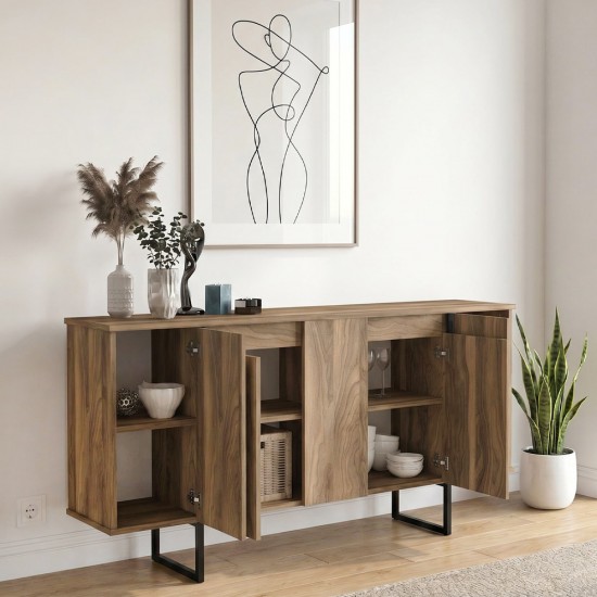 Μπουφές Orontes Megapap χρώμα καρυδί 160x35,2x80εκ.