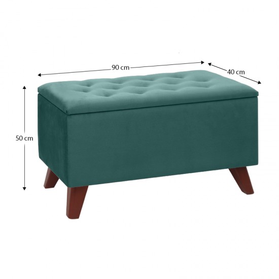 Σκαμπώ - Ταμπουρέ Lotus Megapap βελούδινο χρώμα κυπαρισσί 90x40x50εκ.