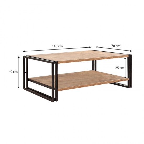 Τραπεζάκι σαλονιού Atlas Megapap χρώμα atlantic pine 110x70x40εκ.