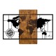 Διακοσμητικό τοίχου World Map Megapap ξύλινο - μεταλλικό χρώμα καρυδί - μαύρο 85x3x58εκ.