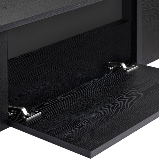 Έπιπλο τηλεόρασης Luxe Megapap χρώμα black wood 180x30x50εκ.