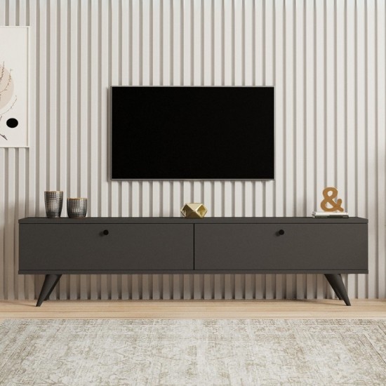 Έπιπλο τηλεόρασης Paris Megapap χρώμα ανθρακί 160x25x35εκ.