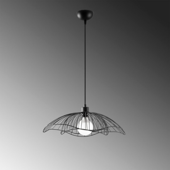 Φωτιστικό οροφής Farac Megapap E27 μεταλλικό μονόφωτο χρώμα μαύρο Ø50x31/111εκ.