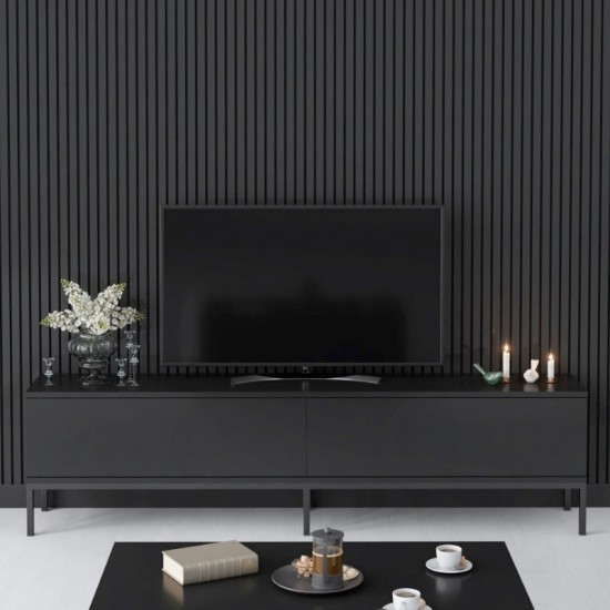 Έπιπλο τηλεόρασης Lord Megapap χρώμα μαύρο 180x30x47εκ.