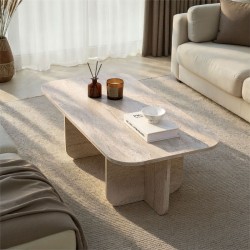 Τραπεζάκι σαλονιού Becaj Megapap χρώμα travertine 120x60x41,4εκ.