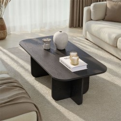 Τραπεζάκι σαλονιού Becaj Megapap χρώμα black wood 120x60x41,4εκ.
