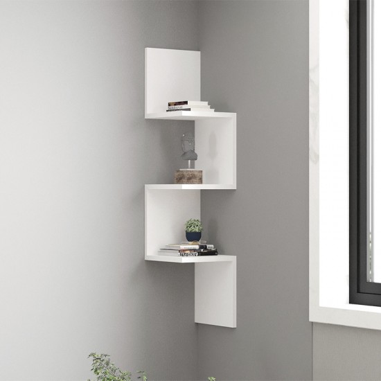 Ραφιέρα τοίχου γωνιακή Zikzak Megapap χρώμα λευκό 25x25x105,4εκ.