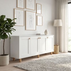 Μπουφές Bohemian Megapap χρώμα λευκό - φυσικό οξιάς 180x40x75εκ.