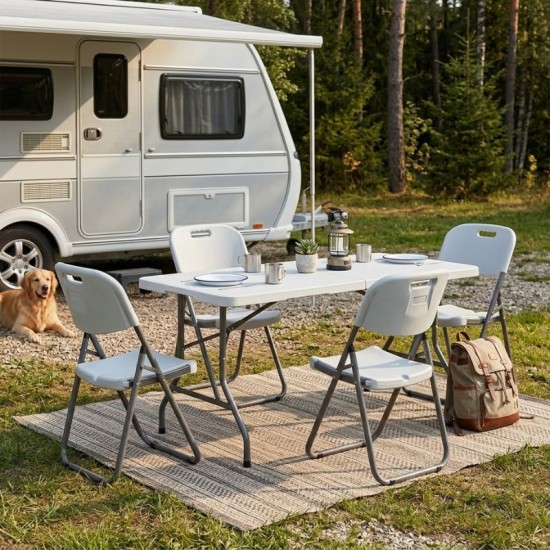 Τραπέζι catering - συνεδρίου Capri Megapap πτυσσόμενο - βαλίτσα χρώμα λευκό του πάγου 152x70x74εκ.