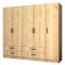 Ντουλάπα ρούχων Ricardo Megapap πεντάφυλλη με συρτάρια χρώμα φυσικό οξιάς 200x51,8x181εκ.