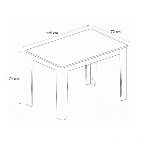 Σετ τραπεζαρία 5τμχ Darlen - Viva Megapap χρώμα sapphire oak - λευκό 125x72x74εκ.