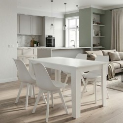 Σετ τραπεζαρία 5τμχ Darlen - Viva Megapap χρώμα λευκό 125x72x74εκ.