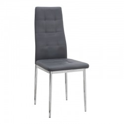 Σετ τραπεζαρία 5τμχ Darlen - Rosa Megapap χρώμα sencron black - γκρι/χρωμίου πόδι 125x72x74εκ.