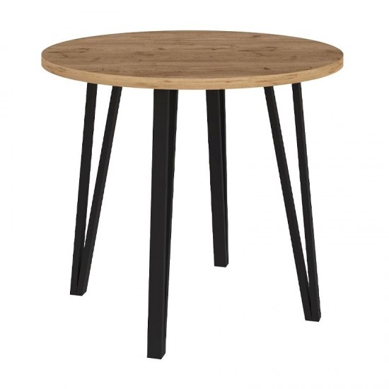 Σετ τραπεζαρία 5τμχ Xana - Kevin Megapap χρώμα sepet oak - μόκα Ø90x77,5εκ.