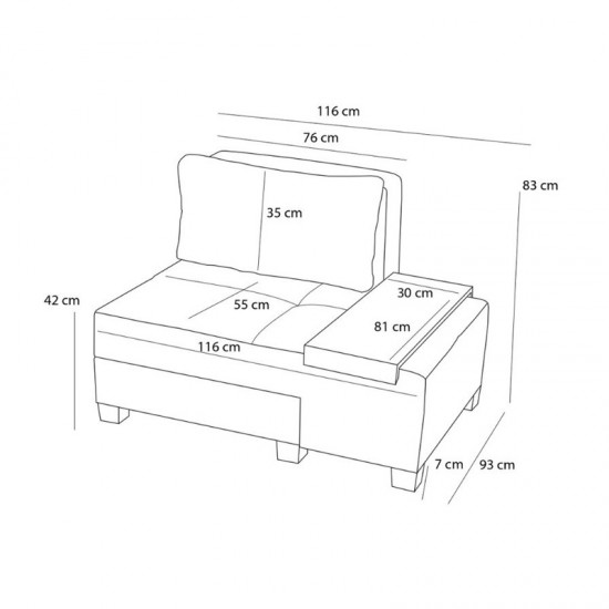 Πολυθρόνα - κρεβάτι Perenna Megapap υφασμάτινη χρώμα γκρι 116x93x83εκ.
