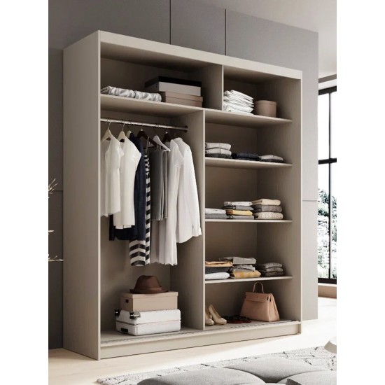 Ντουλάπα Shelvia 180 συρόμενη -Cashmere