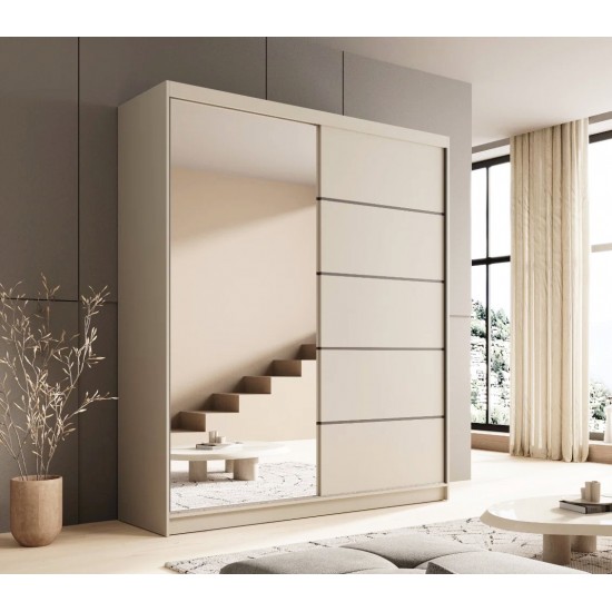 Ντουλάπα Shelvia 180 συρόμενη -Cashmere