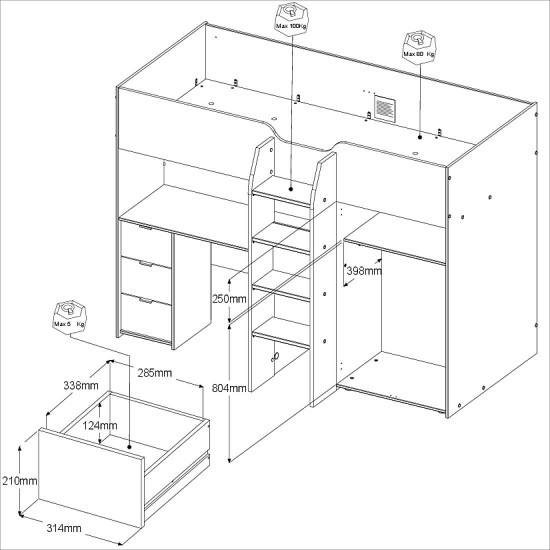 Πολυλειτουργικό κρεβάτι Toms