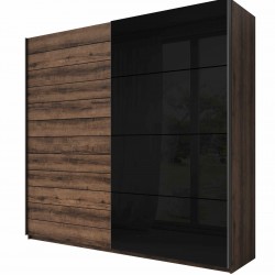 Ντουλάπα Συρόμενη Kappa-220 x 61 x 210 εκ.-Καρυδί - Μαύρο