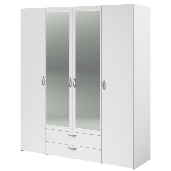 Ντουλάπα Dorm τετράφυλλη με καθρέπτη-Leuko