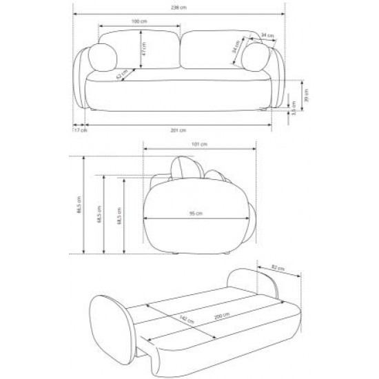 Καναπές - κρεβάτι Ilicy τριθέσιος
