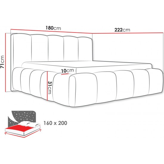 Επενδυμένο κρεβάτι Kevson-Mpez-160 x 200