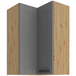 Κρεμαστό ντουλάπι γωνιακό Nelor 60x60 GN 90 2F-Γκρι σπέσιαλ - Φυσικό