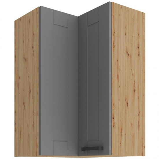 Κρεμαστό ντουλάπι γωνιακό Nelor 60x60 GN 90 2F-Γκρι σπέσιαλ - Φυσικό