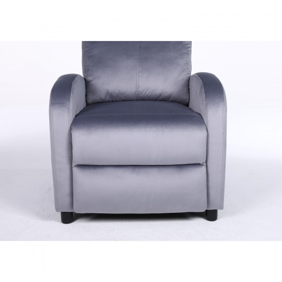 Πολυθρόνα Ανακλινόμενη ArteLibre TUREIS Γκρι Βελούδο 68x86x99cm