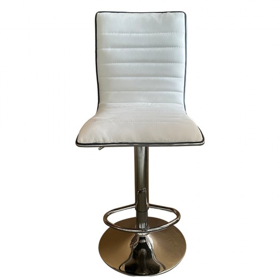 Σκαμπό Bar ArteLibre ENCANTA Λευκό/Χρώμιο PU/Μέταλλο 41x50x59/94-80/115cm