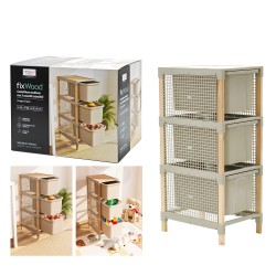 Συρταριέρα Μπεζ/Φυσικό Πλαστικό/Ξύλο 31x32x114cm