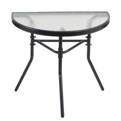 Τραπέζι Κήπου Ημικυκλικό ArteLibre CELESTIAL Μαύρο Μέταλλο/Γυαλί 70x40x65cm