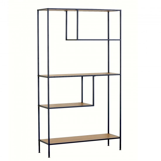 Βιβλιοθήκη ArteLibre YARWOOD Δρυς/Μαύρο Μοριοσανίδα/Μέταλλο 100x33x178cm