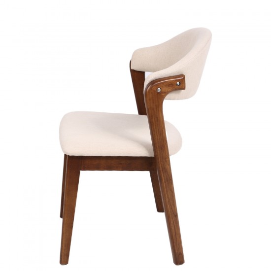 Καρέκλα Τραπεζαρίας ArteLibre ISMENE Μπεζ/Καρυδί Ξύλο/Ύφασμα 52.5x56x83cm