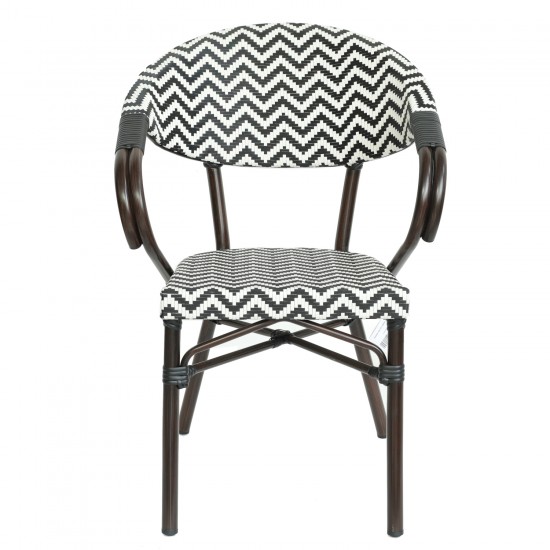 Πολυθρόνα Κήπου ArteLibre HARUTO Λευκό/Μαύρο/Καφέ Μπαμπού/Rattan 57x57x82cm