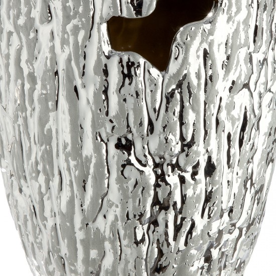 Βάζο Κωνικό Κεραμικό Ασημί Χρώμα D14X22Cm D14X22Cm