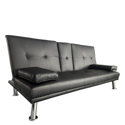 Καναπές Κρεβάτι Τριθέσιος ArteLibre ALFRED Μαύρο PU 164x76.5x79cm
