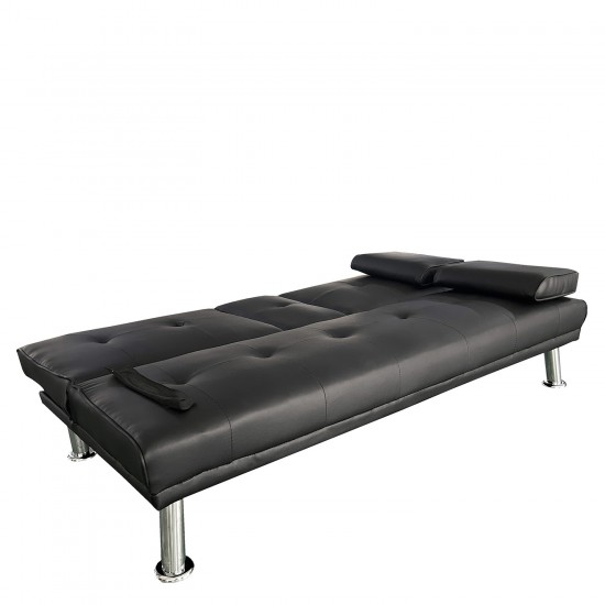 Καναπές Κρεβάτι Τριθέσιος ArteLibre ALFRED Μαύρο PU 164x76.5x79cm